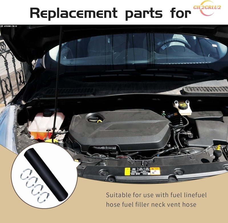 Cil2Crlu2 (2 Pack) 1 1/4" ID Gasoline Fuel Filler Neck Hose with 4 Clamps - (Straight, 1.25" ID, 15 7/8" Long) - Image 4